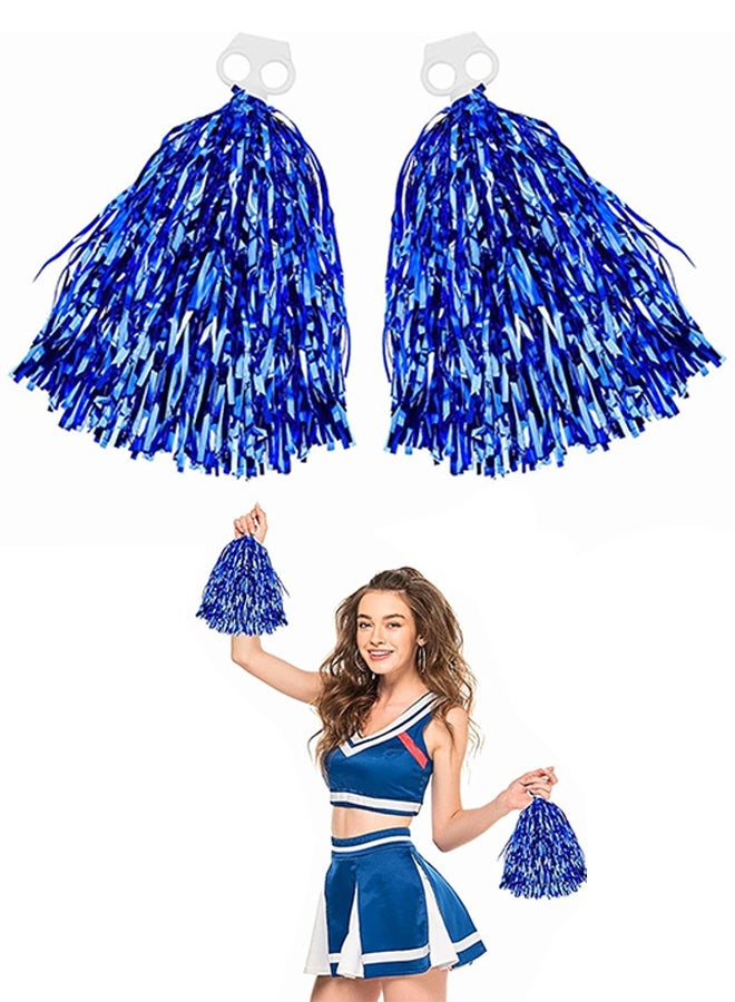 2 Pack Cheerleading Pom Poms Cheerleader Squad Spirited Fun Pompoms Cheer Hand Flowers Metallic Foil Pompoms for Adults Sports Meeting Team Spirit Cheering Party - Image 1