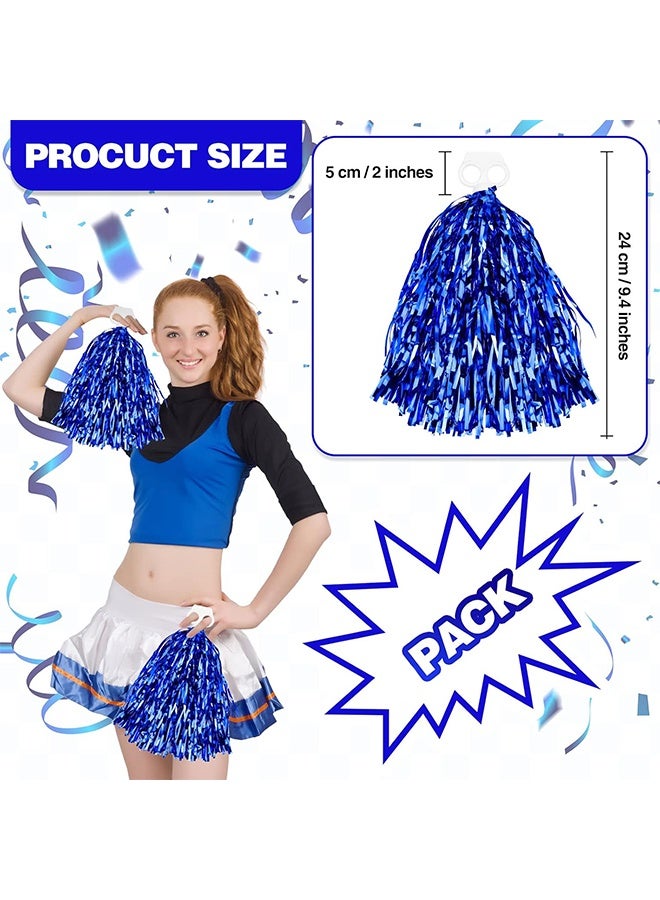 2 Pack Cheerleading Pom Poms Cheerleader Squad Spirited Fun Pompoms Cheer Hand Flowers Metallic Foil Pompoms for Adults Sports Meeting Team Spirit Cheering Party - Image 2