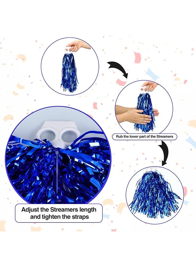 2 Pack Cheerleading Pom Poms Cheerleader Squad Spirited Fun Pompoms Cheer Hand Flowers Metallic Foil Pompoms for Adults Sports Meeting Team Spirit Cheering Party - Image 5