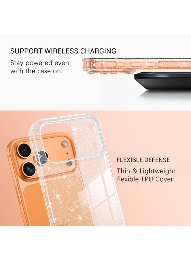 Compatible with iPhone 17 Pro Max Case Clear Glitter, Hard PC Back Shockproof Protective Bumper Cover, Sparkle Bling Sparkly Cute Slim Women Girls Phone Cases - Image 2