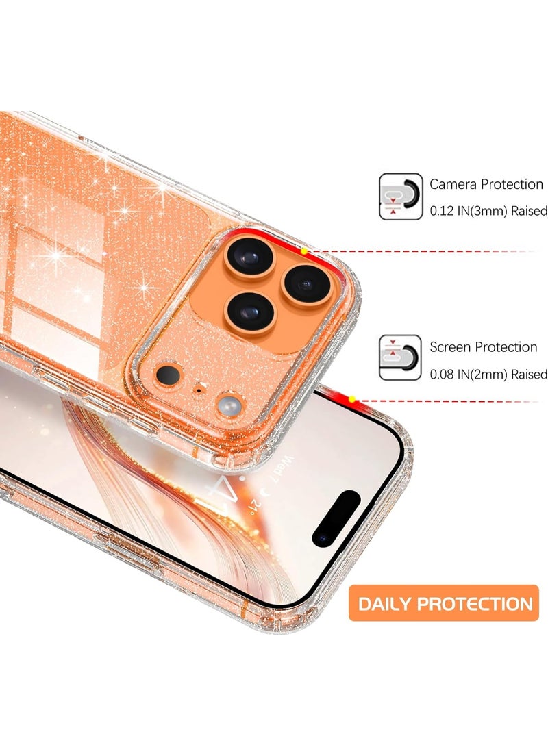 Compatible with iPhone 17 Pro Max Case Clear Glitter, Hard PC Back Shockproof Protective Bumper Cover, Sparkle Bling Sparkly Cute Slim Women Girls Phone Cases - Image 3