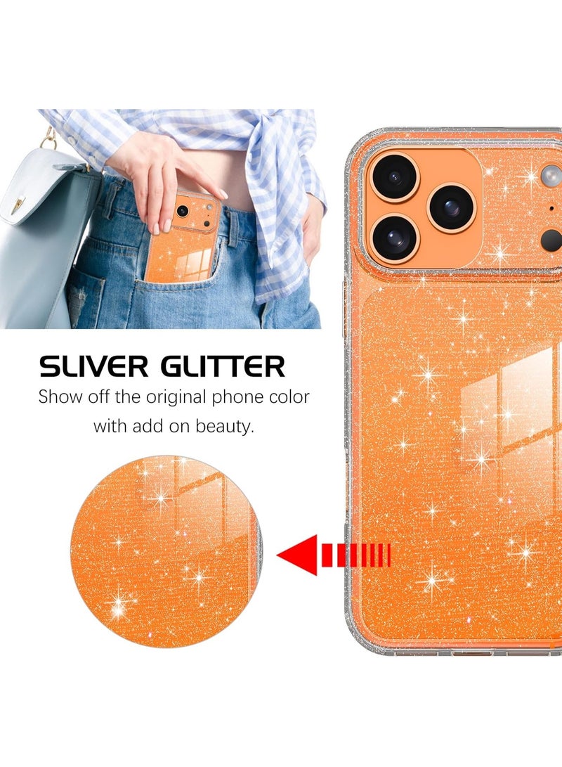 Compatible with iPhone 17 Pro Max Case Clear Glitter, Hard PC Back Shockproof Protective Bumper Cover, Sparkle Bling Sparkly Cute Slim Women Girls Phone Cases - Image 5