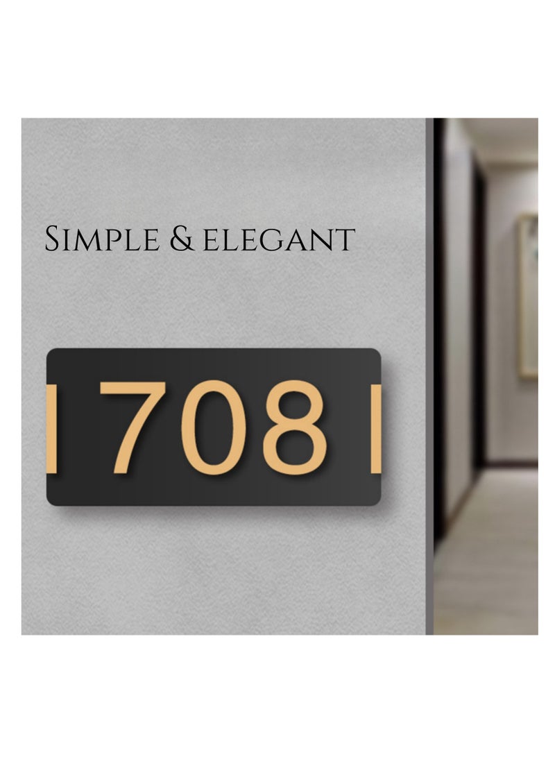 نوفولان مجموعة لوحات عناوين المنازل وأرقام المنازل، لافتة عنوان شخصية بقاعدة أكريليك سوداء مقاس 24×11 سم و10 أرقام ذهبية (0-9) للشقق والمنازل والفنادق والمكاتب وصناديق البريد وشاشات العرض على الحائط - Image 4
