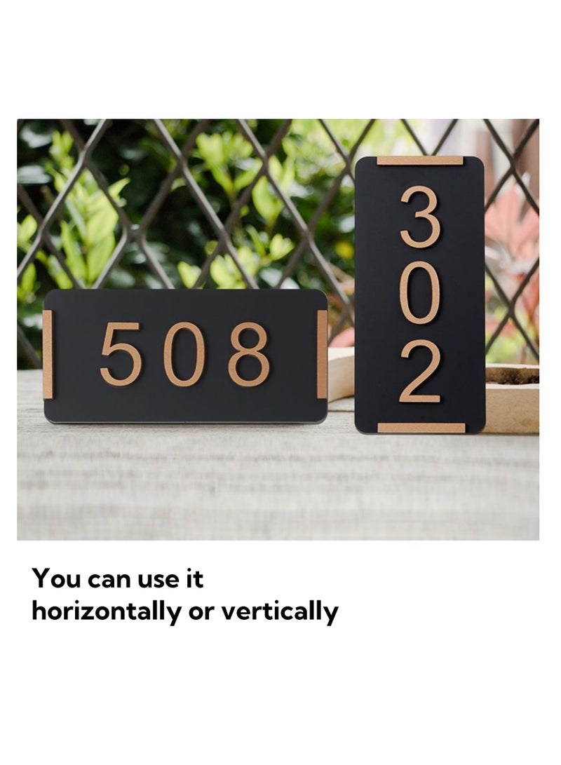 نوفولان مجموعة لوحات عناوين المنازل وأرقام المنازل، لافتة عنوان شخصية بقاعدة أكريليك سوداء مقاس 24×11 سم و10 أرقام ذهبية (0-9) للشقق والمنازل والفنادق والمكاتب وصناديق البريد وشاشات العرض على الحائط - Image 5