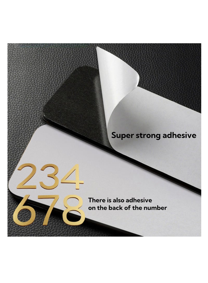 نوفولان مجموعة لوحات عناوين المنازل وأرقام المنازل، لافتة عنوان شخصية بقاعدة أكريليك سوداء مقاس 24×11 سم و10 أرقام ذهبية (0-9) للشقق والمنازل والفنادق والمكاتب وصناديق البريد وشاشات العرض على الحائط - Image 3