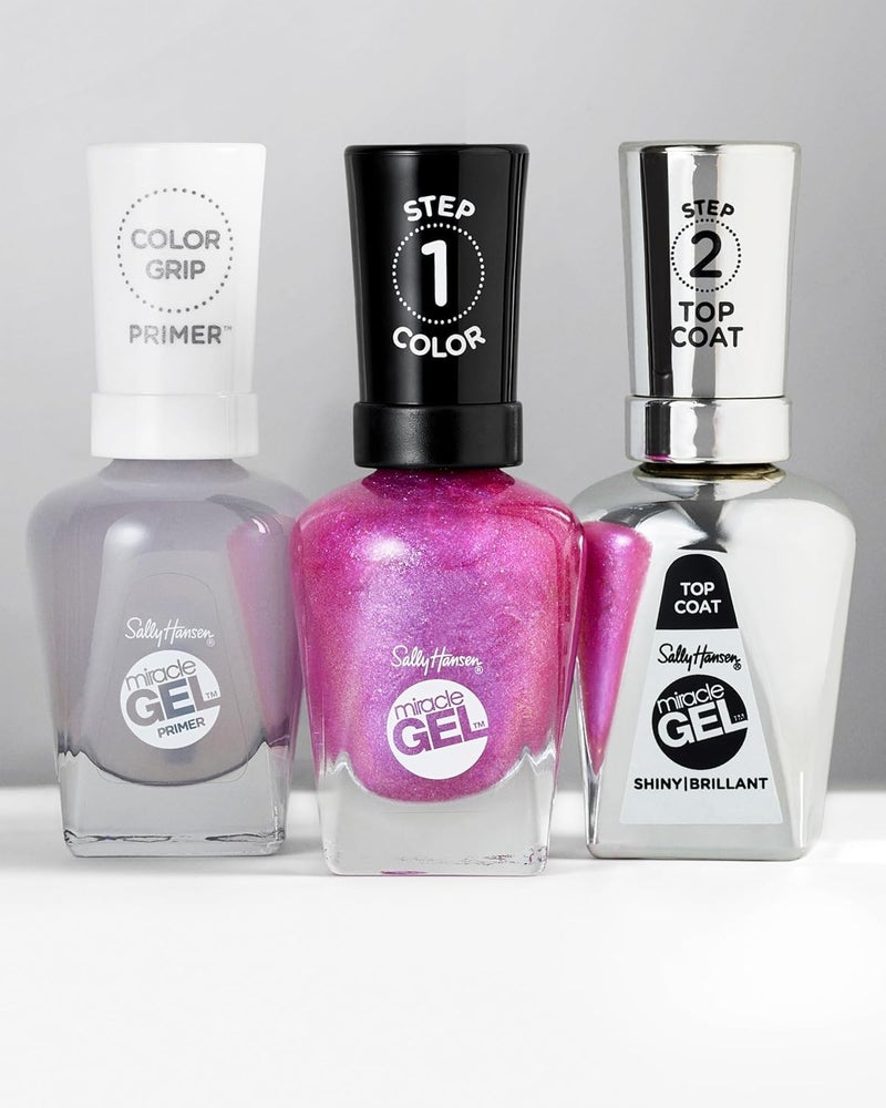 Sally Hansen Miracle Gel Salon Quality Nail Polish | Gel-Like Formula, Two-Step System, No UV Light Needed, Long Lasting | Opaque, Glossy | 530 Figgin' Love Hue | Pink Purple Nail Color - Image 5