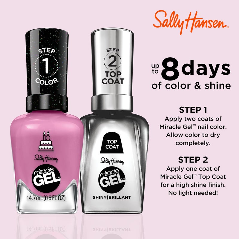 Sally Hansen Miracle Gel Salon Quality Nail Polish | Gel-Like Formula, Two-Step System, No UV Light Needed, Long Lasting | Opaque, Glossy | 530 Figgin' Love Hue | Pink Purple Nail Color - Image 2