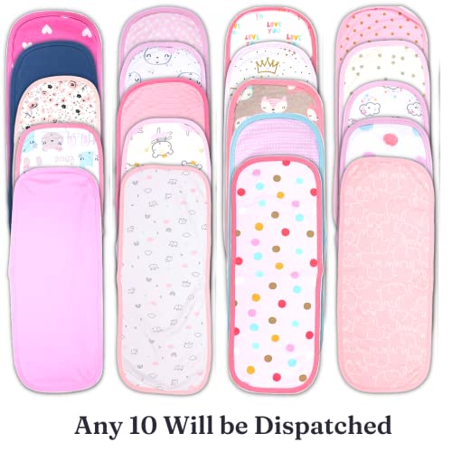 TuddyBuddy Baby Burp Cloth Towel Napkins 300 GSM, Large 17x6 Inches, Fine Double Layer 100% Cotton (10 Pcs Burp Towels - Girls, 50X20 Cms) - Image 3