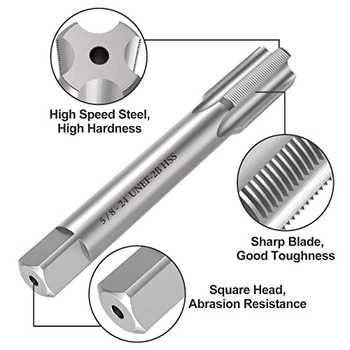S-Union New 5/8"-24 UNEF Tap and Die Set, UNEF Machine Thread Right Hand Tap and UNEF Round Thread Die - Image 3