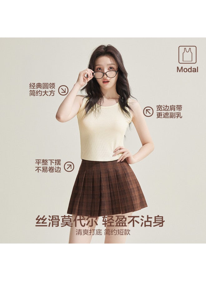 Red Bean Vertical Striped Modal Tank Top For Women, Wearable As Outerwear Or Underwear, Sleeveless Camisole - Image 2