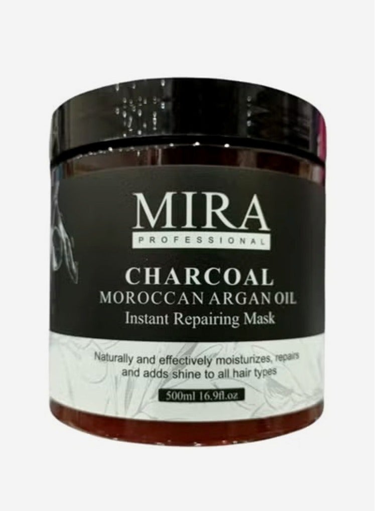 Mira Instant Repair Mask With Charcoal and Moroccan Argan Oil  Care  Hydration and Shine  500 ml - Image 1