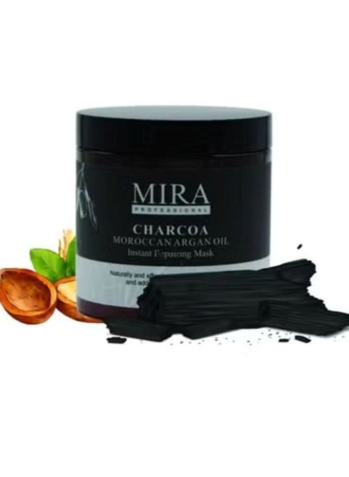 Mira Instant Repair Mask With Charcoal and Moroccan Argan Oil  Care  Hydration and Shine  500 ml - Image 2