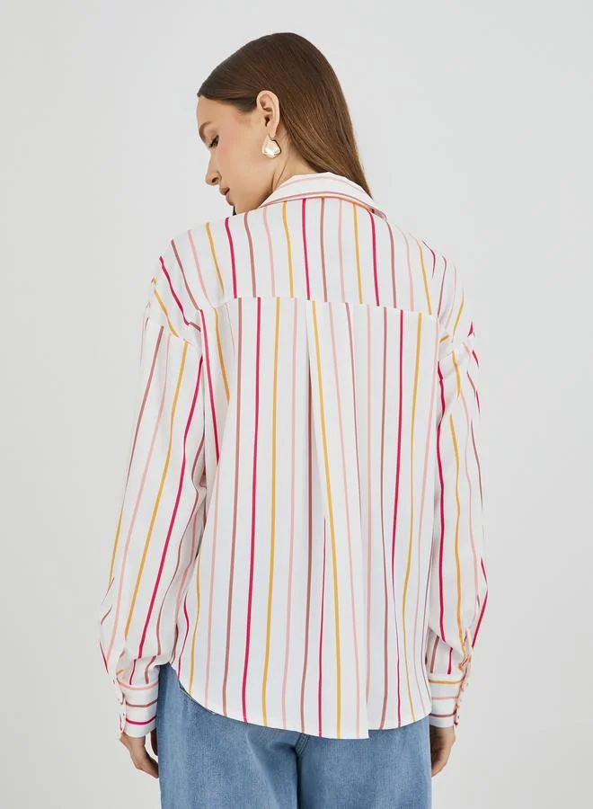 Styli Styli Striped Oversized Spread Collar Shirt