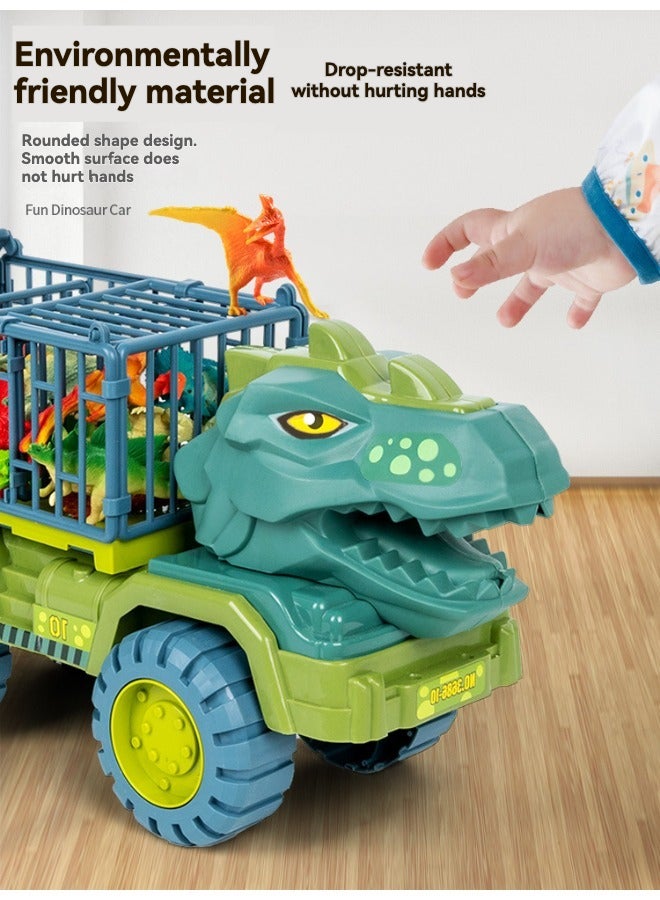 شبيلي شاحنة ديناصور كبيرة مع 15 ديناصور – سيارة نقل للأطفال بباب قفص قابل للفتح – دفع بالقصور الذاتي – هدية مثالية - Image 5