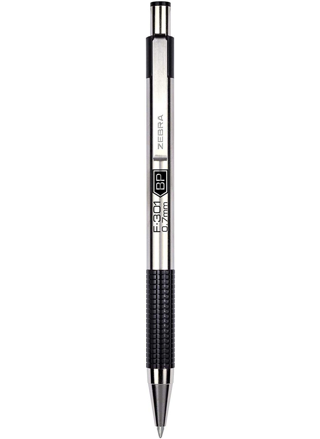 ZEBRA Zebra F-301 Ballpoint Stainless Steel Retractable Pen, Fine Point, 0.7mm, Black Ink, Combo Pack of 6 BLACK INK Metal Pens with 3 BLACK INK REFILLS, 0.7mm fine point pens with .7 mm F-301 Pen Refill  - Image 2