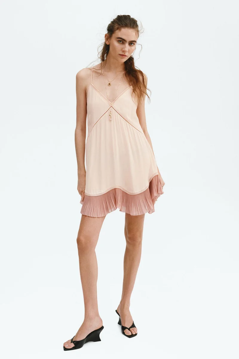 Lace-trimmed slip dress