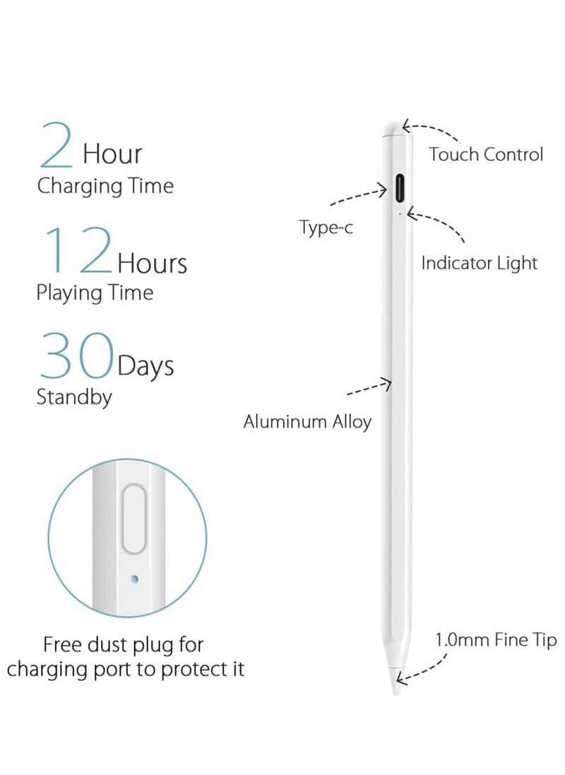 Stylus Pen for Apple iPad, Pencil Styluses Compatible with iPad 2/3/4/5/6/7/8/9/10 Generation Pro 9.7/10.5/11/12.9 Air 1/2/3/4/5 Mini 1/2/3/4/5/6 Alternative Drawing Smart Stylist for Touch Screens