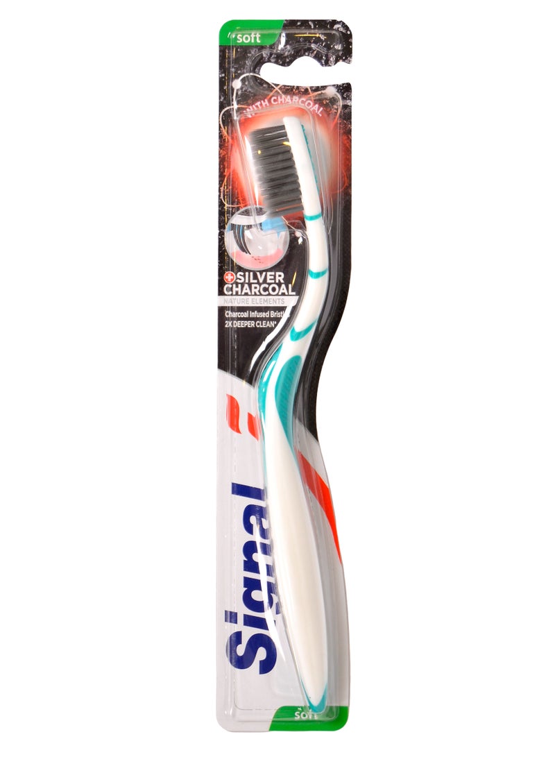 سيجنال فرشاة أسنان سيجنال فحمي وفضي ، ناعمة