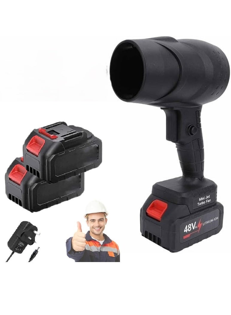 Meetion 48v Cordless Mini Leaf & Dust Blower – 3000mAh Rechargeable Battery – High-Speed Turbo Air Blower for Keyboard, Car, Home, and Outdoor Cleaning – Compact & Powerful Handheld Electric Blower with USB Charging, Variable Speed – Ideal for PC, Garage, Camping (2 Batteries, 3Pin) - Image 1