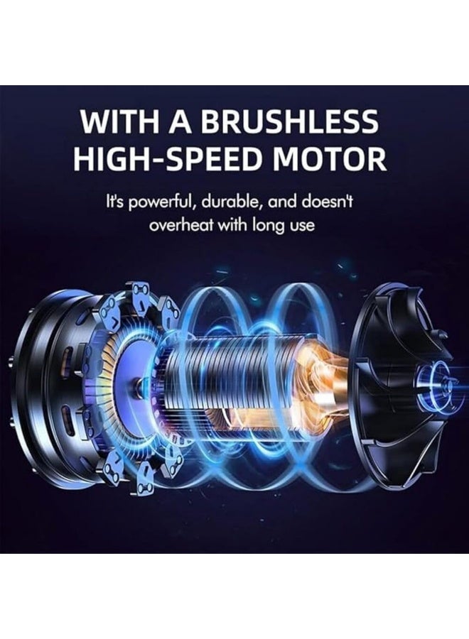 Meetion 48v Cordless Mini Leaf & Dust Blower – 3000mAh Rechargeable Battery – High-Speed Turbo Air Blower for Keyboard, Car, Home, and Outdoor Cleaning – Compact & Powerful Handheld Electric Blower with USB Charging, Variable Speed – Ideal for PC, Garage, Camping (2 Batteries, 3Pin) - Image 3