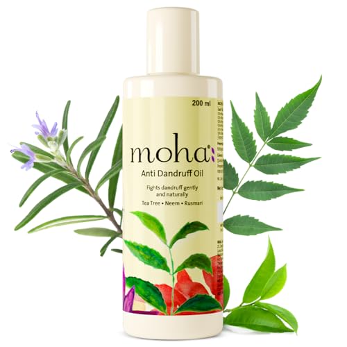 Moha Anti Dandruff Hair Oil with Tea Tree, Neem & Hibiscus | Soothes Itchy Scalp, Fights Dandruff, Boosts Hair Growth & Scalp Nourishment | Ayurvedic Anti-Fungal Oil for Healthy & Strong Hair | 100% Natural, No Harsh Chemicals - 200ML (Pack of 1) - Image 1