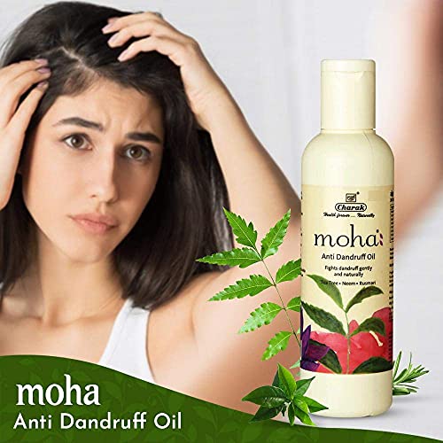 Moha Anti Dandruff Hair Oil with Tea Tree, Neem & Hibiscus | Soothes Itchy Scalp, Fights Dandruff, Boosts Hair Growth & Scalp Nourishment | Ayurvedic Anti-Fungal Oil for Healthy & Strong Hair | 100% Natural, No Harsh Chemicals - 200ML (Pack of 1) - Image 4