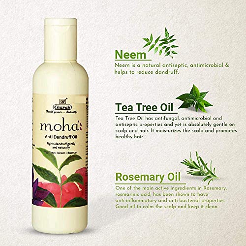 Moha Anti Dandruff Hair Oil with Tea Tree, Neem & Hibiscus | Soothes Itchy Scalp, Fights Dandruff, Boosts Hair Growth & Scalp Nourishment | Ayurvedic Anti-Fungal Oil for Healthy & Strong Hair | 100% Natural, No Harsh Chemicals - 200ML (Pack of 1) - Image 5