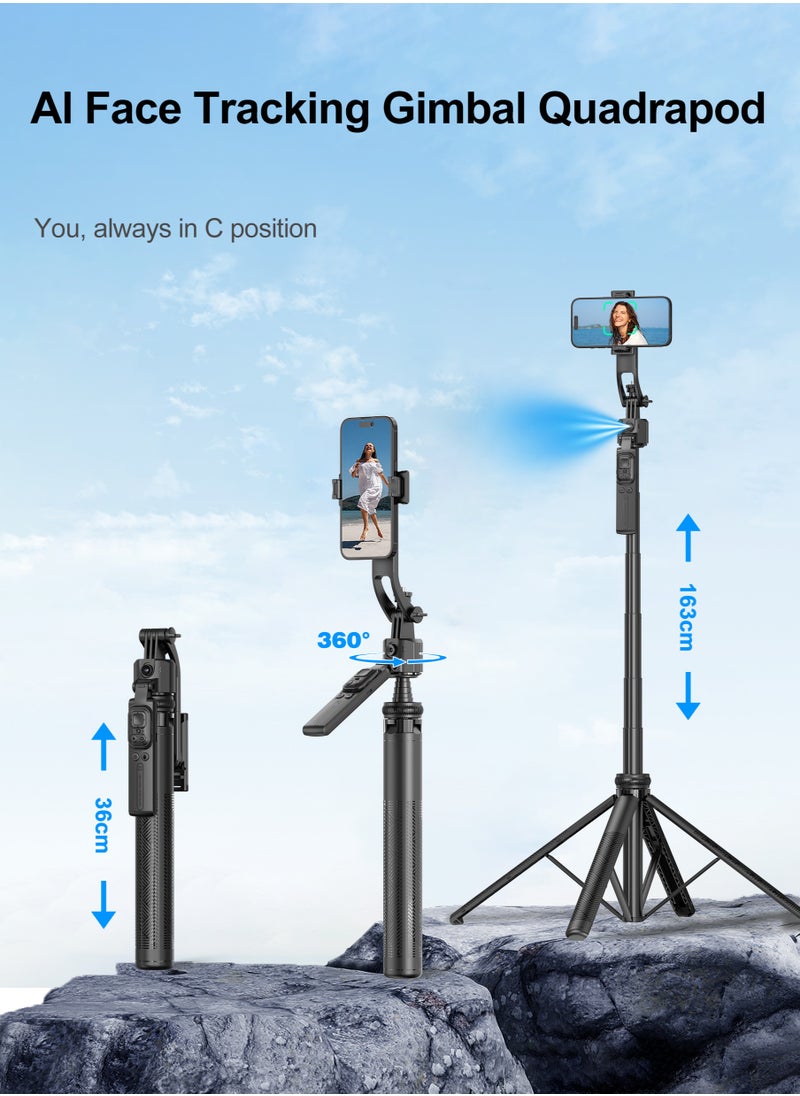 Generic - Advanced professional telescopic photography tripod, AI cloud eye, 1.63m, 360° rotation, With 9 levels of fill light and remote control, Stronger aluminum alloy telescopic pole, horizontal, vertical and aerial photography - Image 1