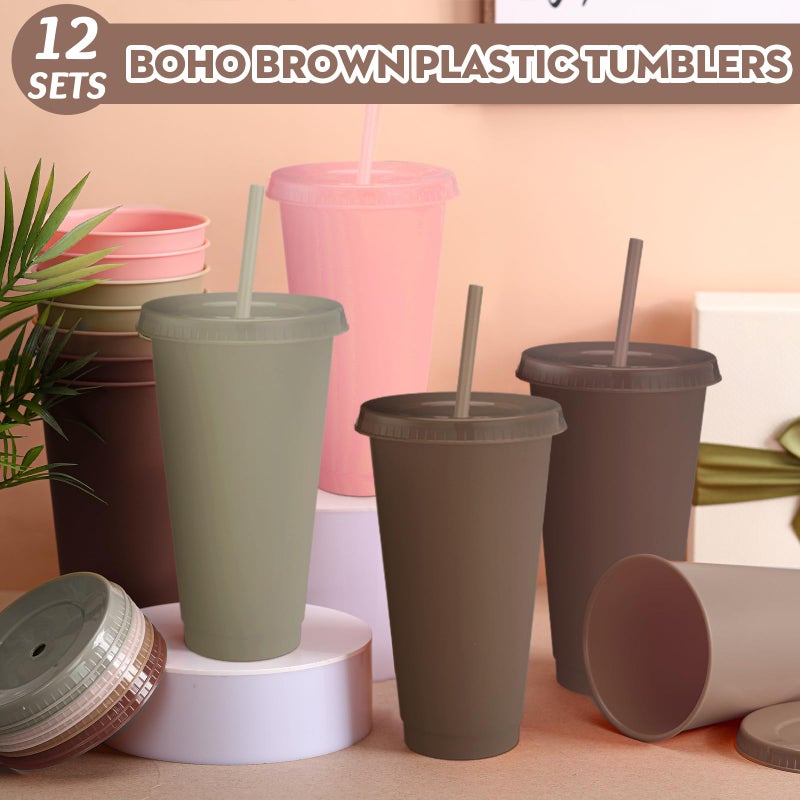 Skylety 24 Pcs Valentine's Day Plastic Cups with Lids and Straws 24 oz Hot Pink Reusable Tumbler Valentine's Day Party Supplies Pink for Drinks Cups Bulk for Wedding Bridal Baby Shower Birthday - Image 4