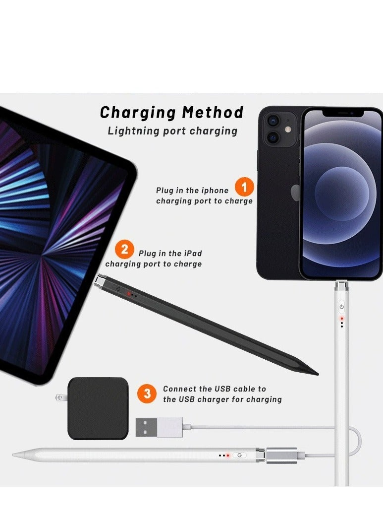 for iPad 2018-2025,(2X Faster Charge), Tilt Sensitivity Stylus Pen, for iPad G6/7/8/9/10/11, iPad Pro 11 & 12.9 inch, iPad Air G5/4/M2/M3, iPad Mini G6/5