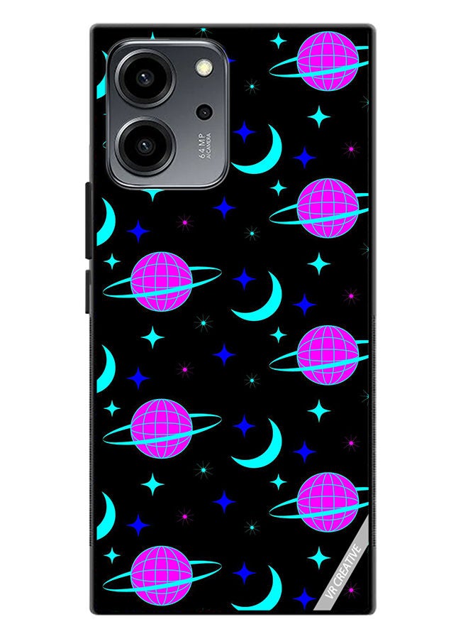 VR CREATIVE Protective Case Cover For Honor 80 SE Pattern On Black Design Multicolour - Image 1