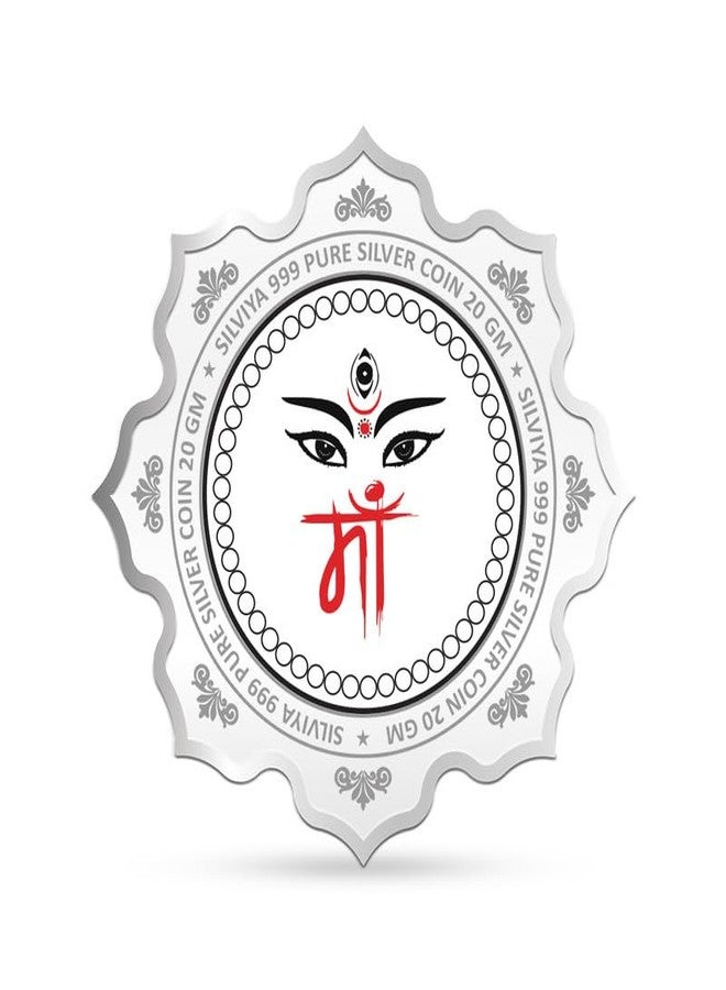 Silviya BIS Hallmarked Mata Vaishno Devi 999 Pure Silver Coin (20g) Lotus Shape: Hindu Goddess - Vaishno Devi Shrine - Katra Pilgrimage - Religious Gift - Image 3