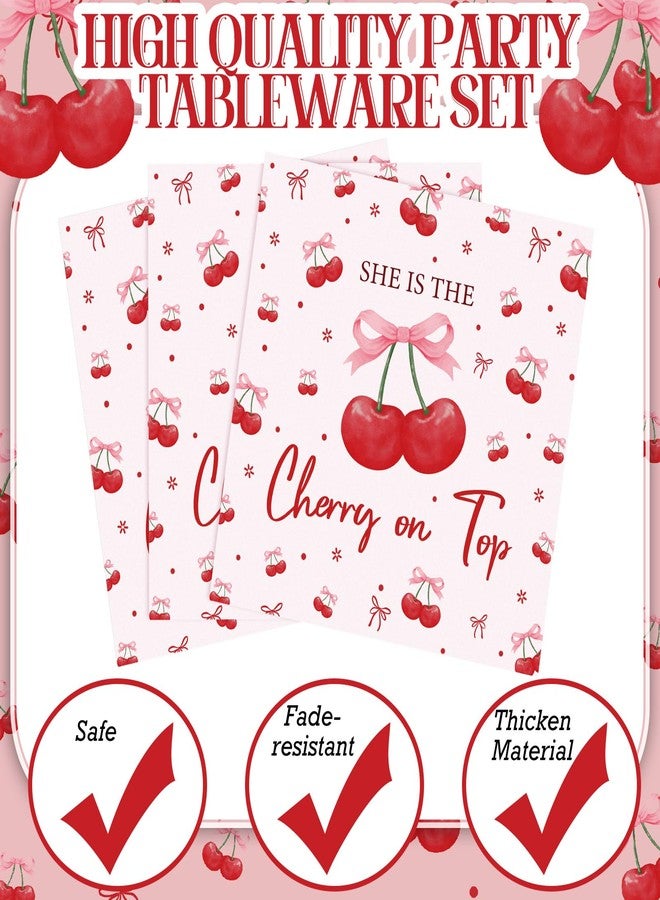 Zhehao 200 Pcs She's the Cherry on Top Decoration Baby Shower Plates Napkins Sets Birthday Party Bridal Shower Decoration Wedding Paper Plates Engagement Bachelorette Supplies,Serve 50 - Image 5