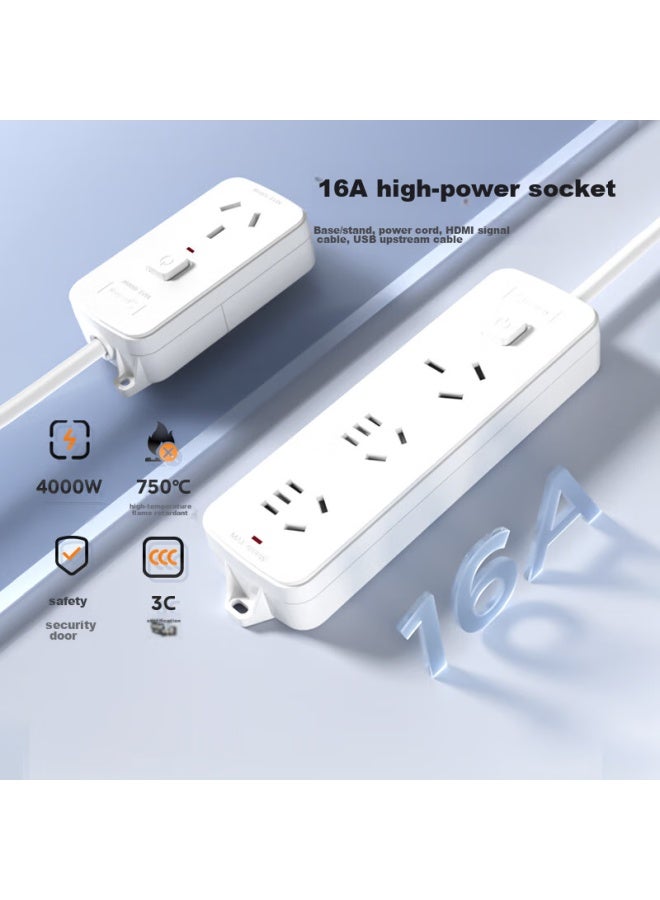 Midea 16a High-power Air Conditioner Socket With Switch Power Strip/extension Cord/power Bar/power Strip/power Board, 1 Master Control, Total Length 0.8 Meters - Image 2