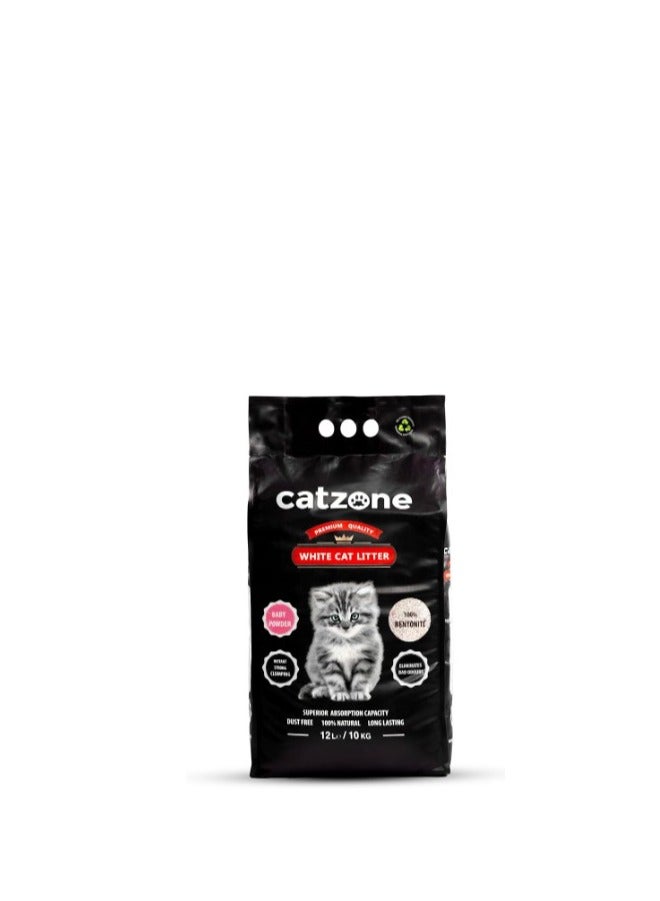 White Bentonite Clumping Cat Litter Baby Powder Scent - dust free10 kg