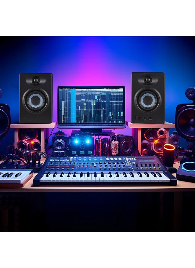 50W Studio Monitor Speakers Desktop Wireless BT Monitoring Speaker Active Near-field Monitor Speaker Stereo Balanced Input