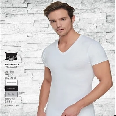Tutku Passion Men's Rib V Neck Undershirt 12 Pieces