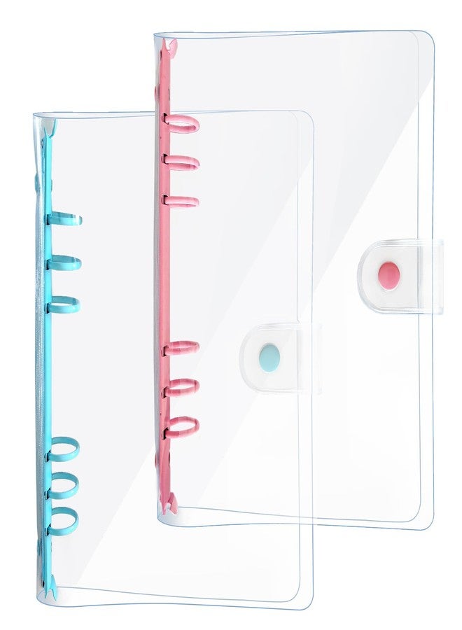 DY.2ten Pack of 2 A5 Transparent Ring Binder Folders, Soft Notebook Planner Folder PVC Cover, Binder 6 Rings Ring Binder Refillable (Pink/Blue A5 Binder) - Image 1