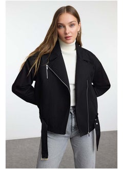 trendyol Black Oversize Belted Coat TWOAW25MO00121  - Image 2