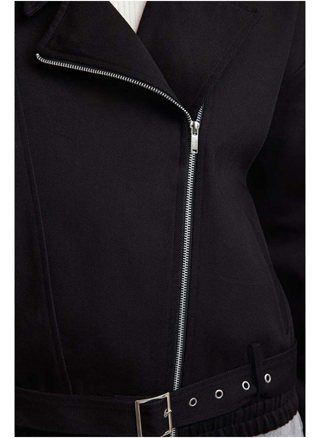 trendyol Black Oversize Belted Coat TWOAW25MO00121  - Image 4