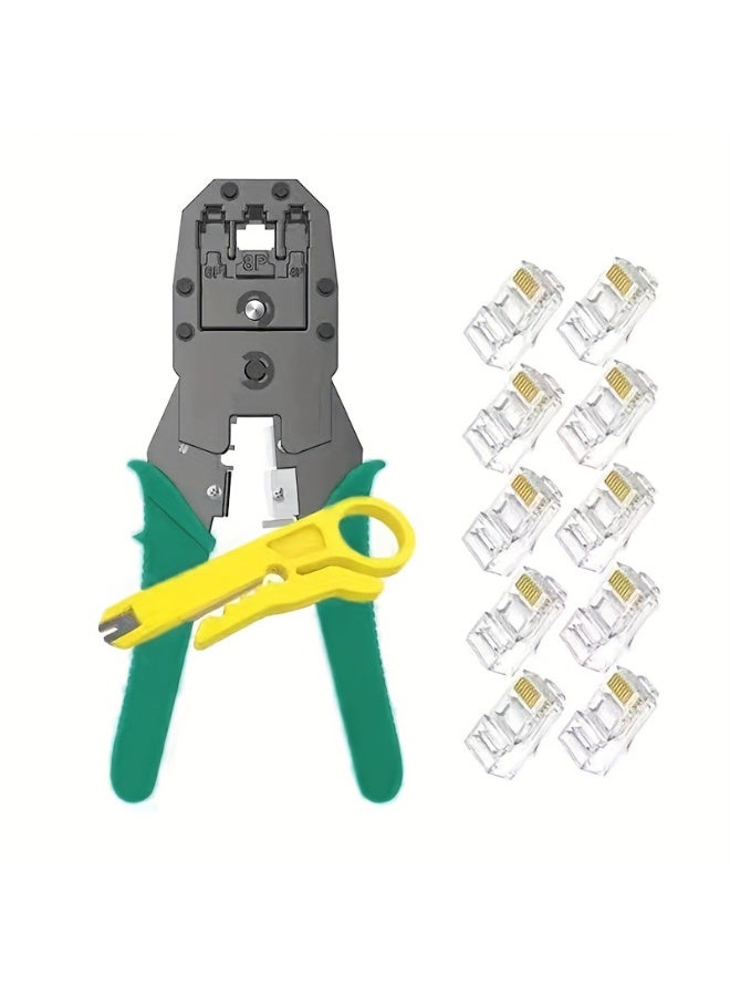 Network Cable Crimping Tool Kit RJ45 RJ11 Crimper Stripper Set with Mini Wire Stripper and 10 Pcs RJ45 Cat6 - Image 5