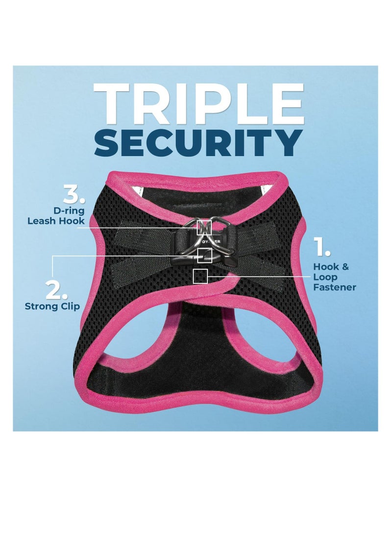 VOYAGER Voyager step in air dog harness all weather mesh step in vest harness for small and medium dogs by best pet supplies pink trim medium  - Image 2