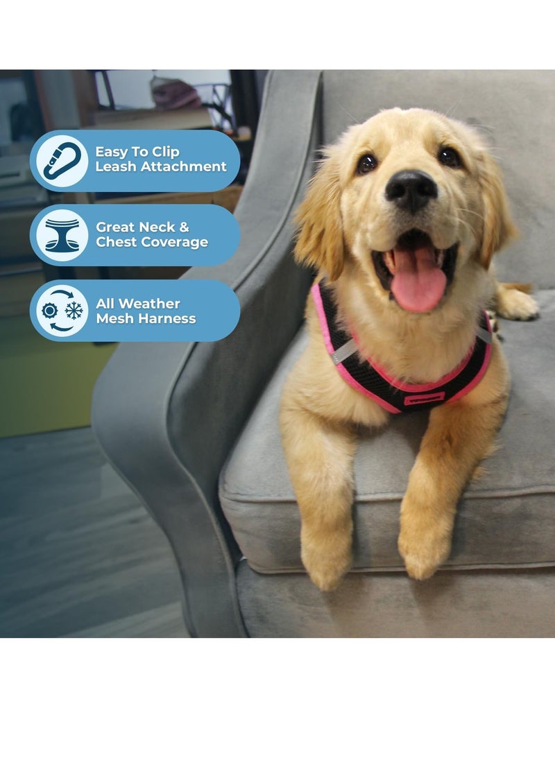 VOYAGER Voyager step in air dog harness all weather mesh step in vest harness for small and medium dogs by best pet supplies pink trim medium  - Image 3