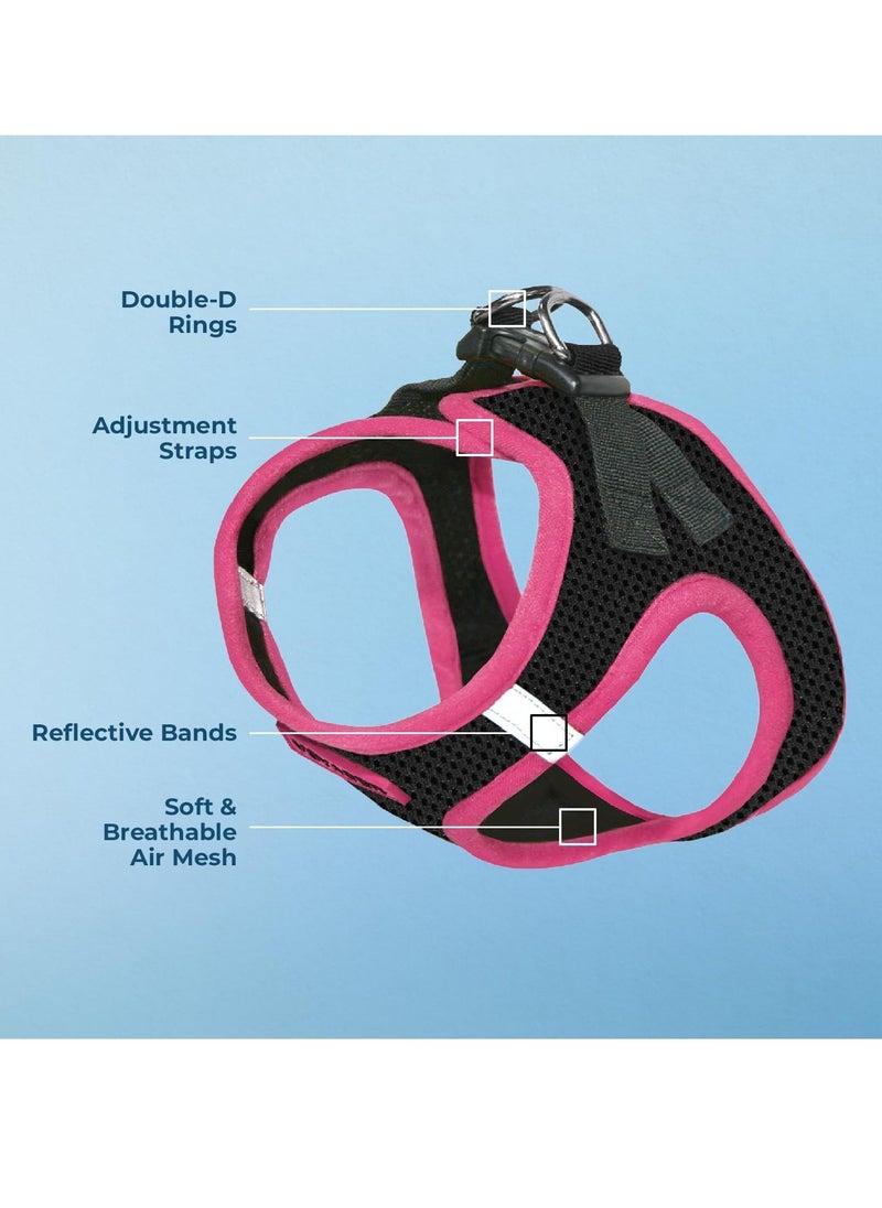 VOYAGER Voyager step in air dog harness all weather mesh step in vest harness for small and medium dogs by best pet supplies pink trim medium  - Image 4