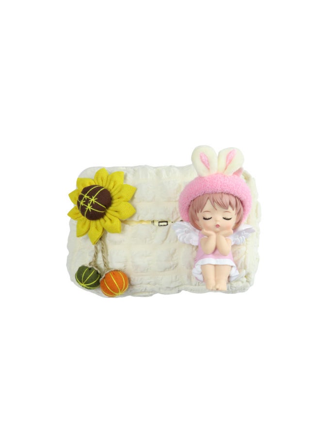 Creative Cute Angel Puff Car Tissue Box Cartoon Seat Car Hanging Car Paper Drawer Armrest Box Car Use - Image 5