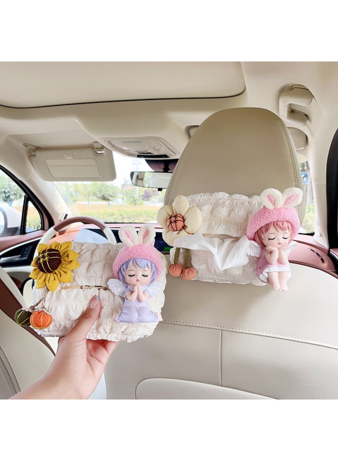 Creative Cute Angel Puff Car Tissue Box Cartoon Seat Car Hanging Car Paper Drawer Armrest Box Car Use - Image 2