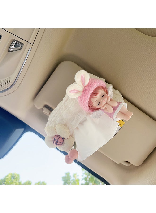 Creative Cute Angel Puff Car Tissue Box Cartoon Seat Car Hanging Car Paper Drawer Armrest Box Car Use - Image 4