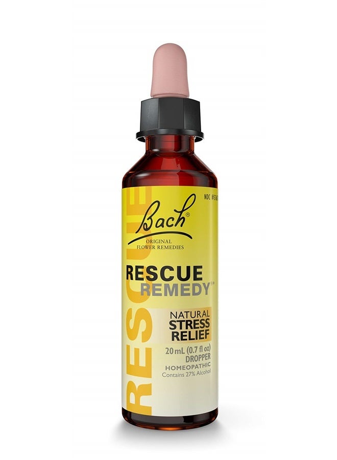 RESCUE Bach RESCUE REMEDY Dropper 20mL, Natural Stress Relief, Homeopathic Flower Essence, Vegan, Gluten & Sugar-Free, Non-Habit Forming  - Image 1
