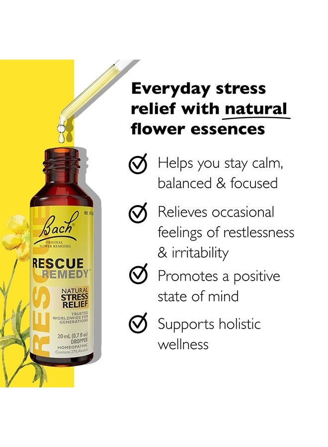 RESCUE Bach RESCUE REMEDY Dropper 20mL, Natural Stress Relief, Homeopathic Flower Essence, Vegan, Gluten & Sugar-Free, Non-Habit Forming  - Image 2