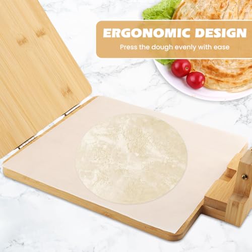 Trasylph Upgraded Bamboo Wooden Tortilla Press, 10 Inch Square Tortilla Maker with 60pcs Parchment Paper, Mexican Tortillera Presser Tortillas Pataconera Dough Press(COLOR:Wood Color) - Image 5